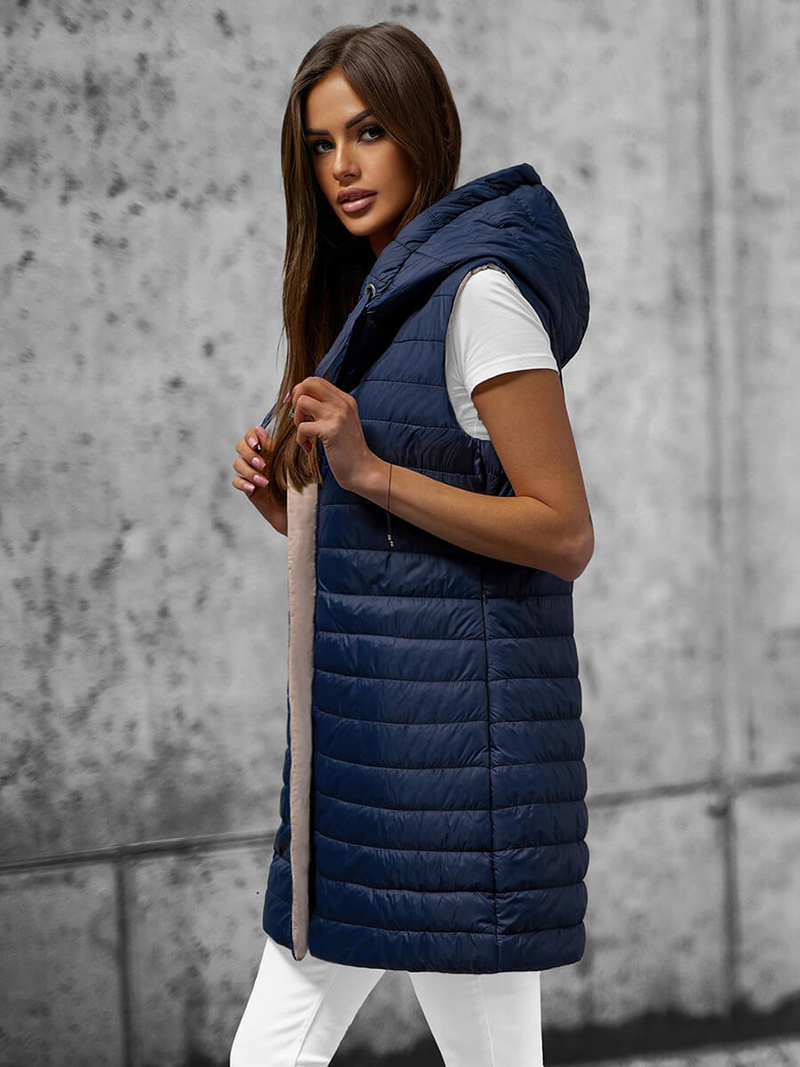 Стьобаний жіночий жилет tемно-cиня OZONEE JS/16M9065/215