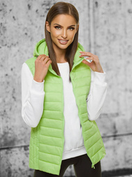 Kamizelka damska pikowana z kapturem limonkowa OZONEE JS/M23039/156