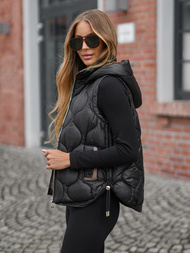 Kamizelka damska pikowana czarna OZONEE O/5M3235/392