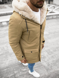 Kurtka zimowa męska parka z futerkiem jasno-camelowa OZONEE JS/22M120/2