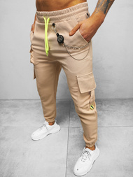 Spodnie męskie chino jogger beżowe OZONEE O/CP149