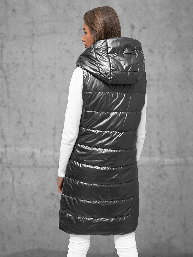 Стьобаний жіночий жилет графіт OZONEE JS/16M9117/105Z