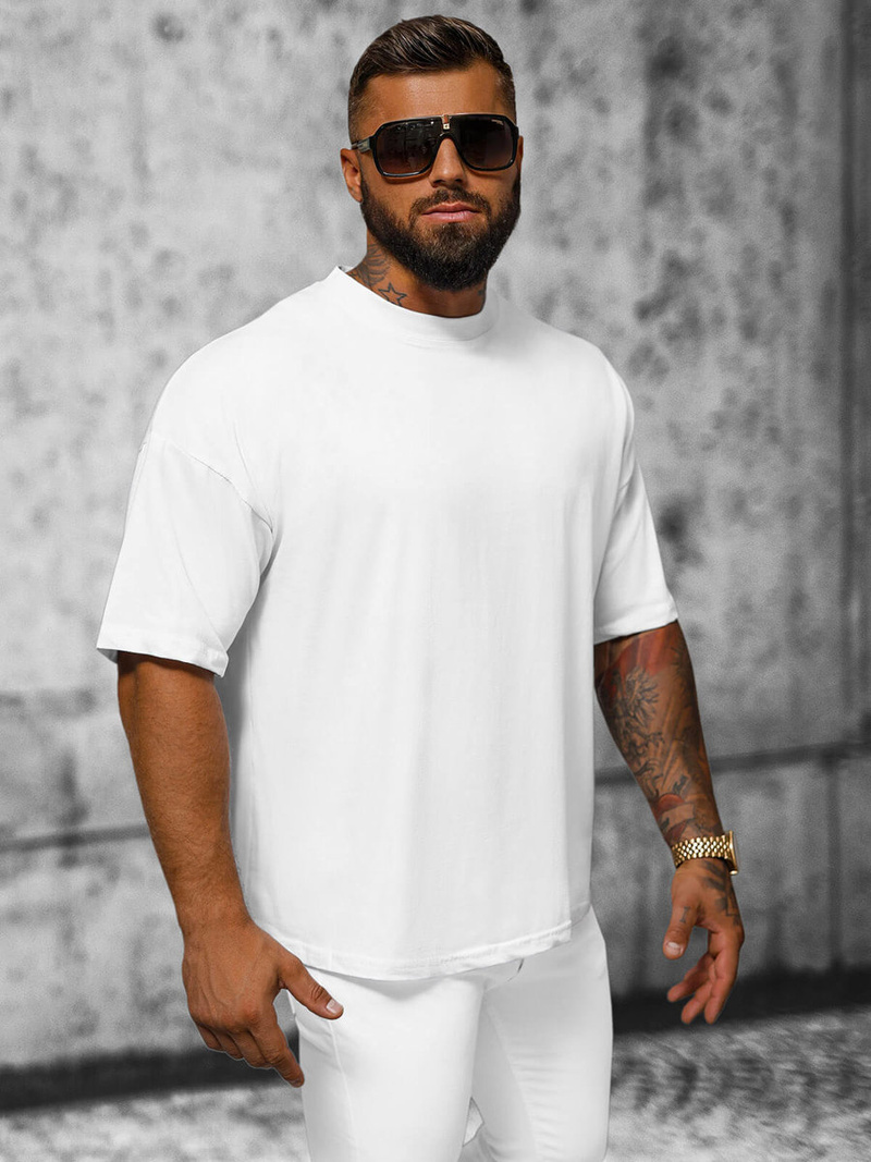 T-shirt męski oversize biały OZONEE O/3429
