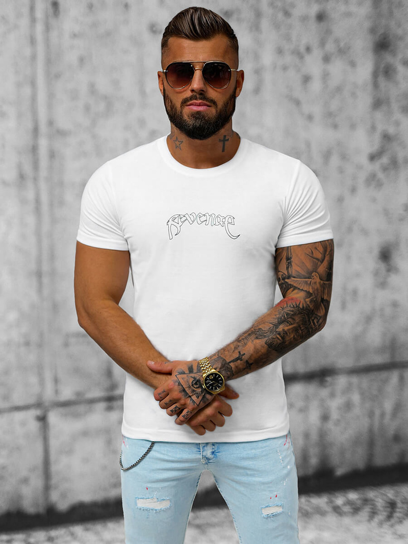 T-shirt męski biały OZONEE O/T108/1Z