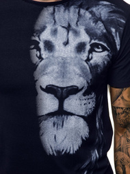 T-Shirt męski z nadrukiem granatowy OZONEE O/BL77