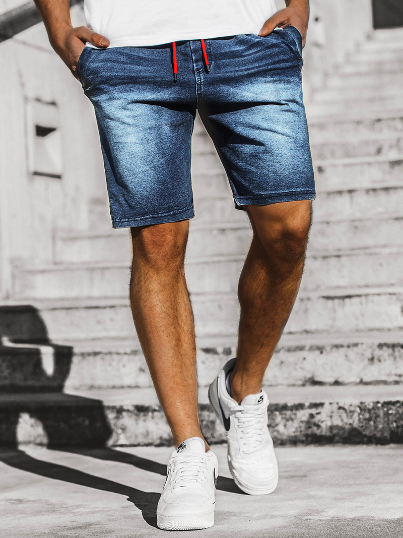 Шорти джинові чоловічі синьо-червоний OZONEE JS/KK1071