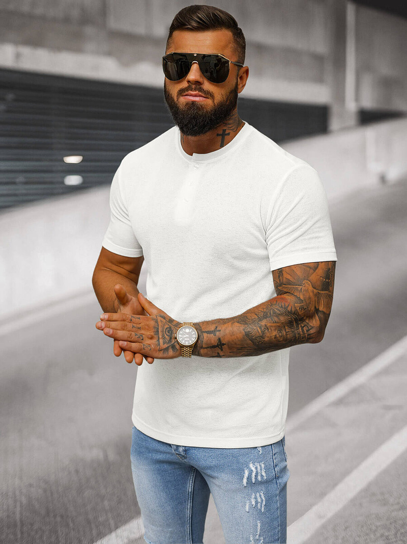 T-shirt męski biały OZONEE O/L1451