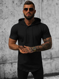 T-shirt męski z kapturem czarny OZONEE O/P1150
