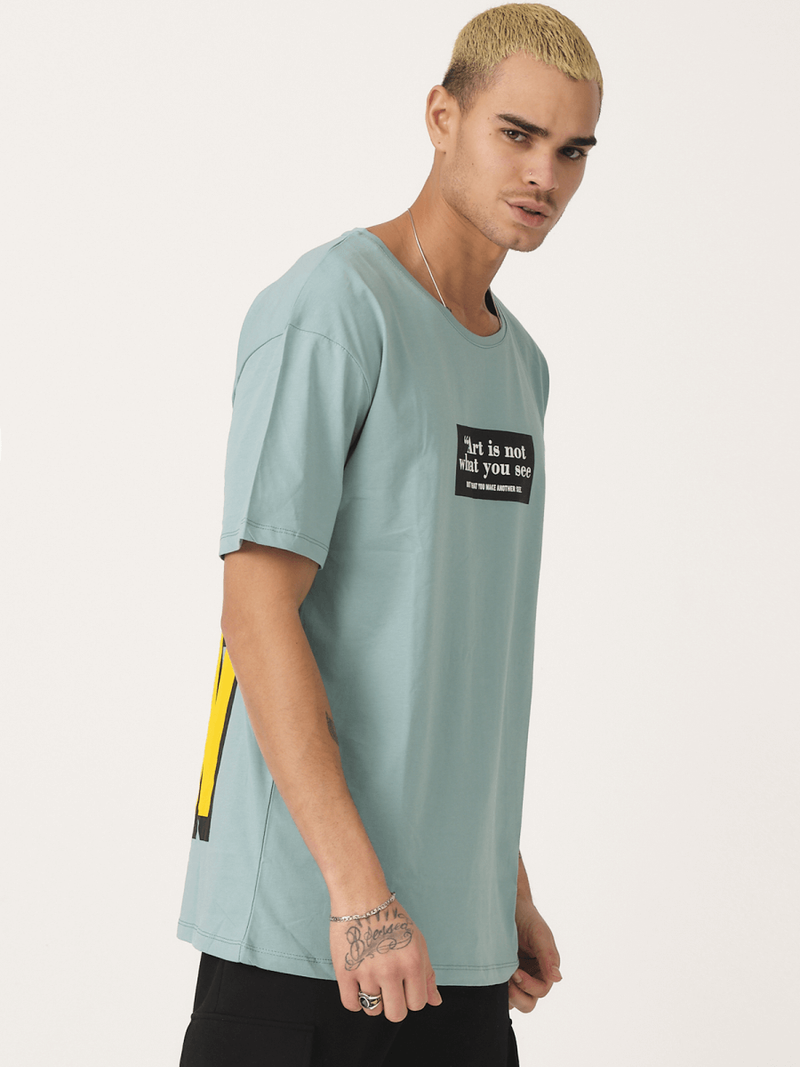 T-Shirt męski z nadrukiem miętowy OZONEE MR/21540