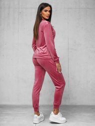 Komplet dresowy damski welurowy ciemno-różowy OZONEE JS/35C1610/19