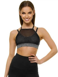 Biustonosz sportowy damski stanik treningowy czarno-grafitowy OZONEE JS/WX1092