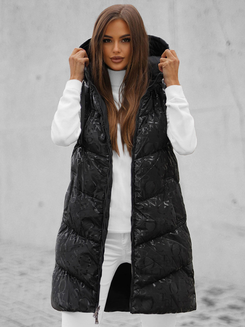 Стьобаний жіночий жилет чорний OZONEE O/DK118/1Z