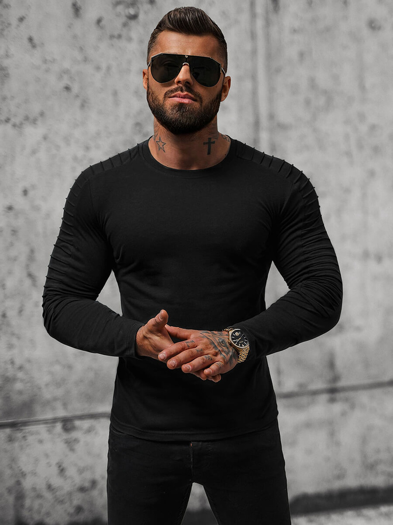 Longsleeve męski czarny OZONEE O/B262