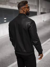 Kurtka skórzana męska bomberka czarna OZONEE O/88120