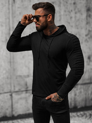 Longsleeve męski z kapturem czarny OZONEE O/B258