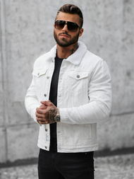 Kurtka męska jeansowa sherpa biała OZONEE NB/MJ541Z