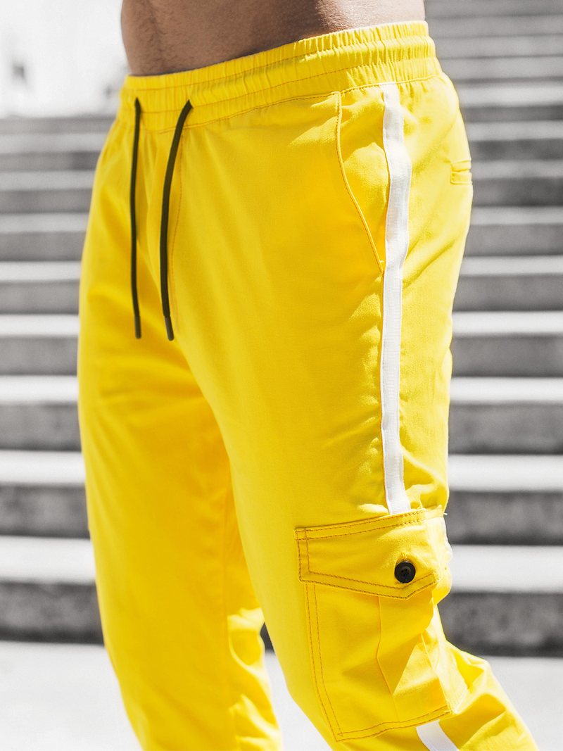 Spodnie męskie chino joggery żółte OZONEE DJ/5580