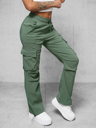 Spodnie damskie z szeroką nogawką khaki OZONEE O/TT00375/2