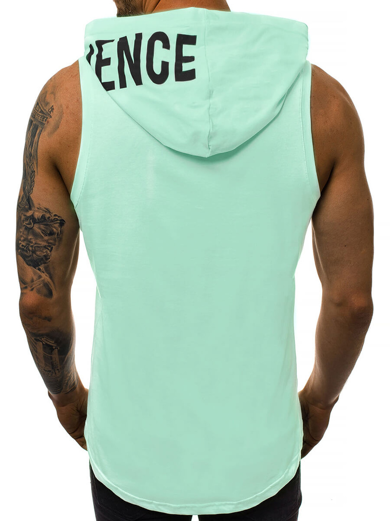 Koszulka bez rękawów z kapturem męska miętowa OZONEE O/2537