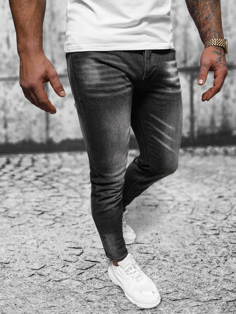 Spodnie jeansowe męskie czarne OZONEE NB/MP0199N