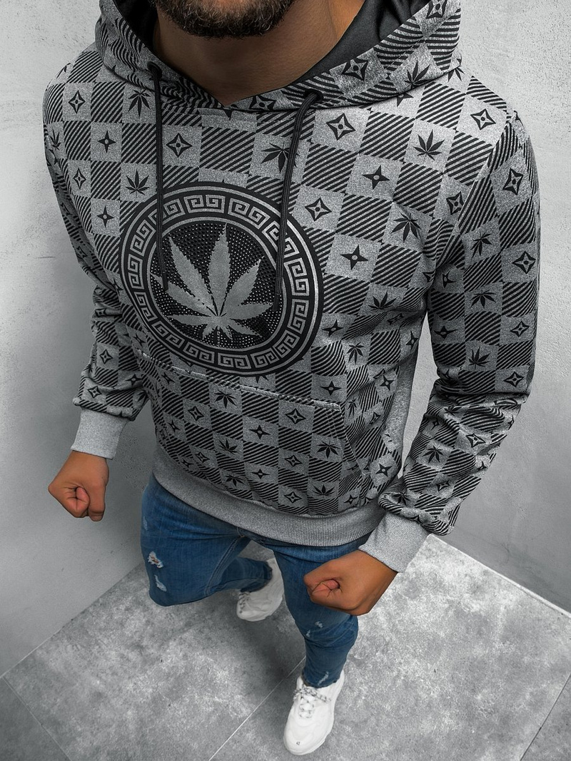 Bluza z kapturem męska szara OZONEE O/HM503