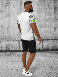 Komplet dresowy męski biało-zielony OZONEE O/HM789