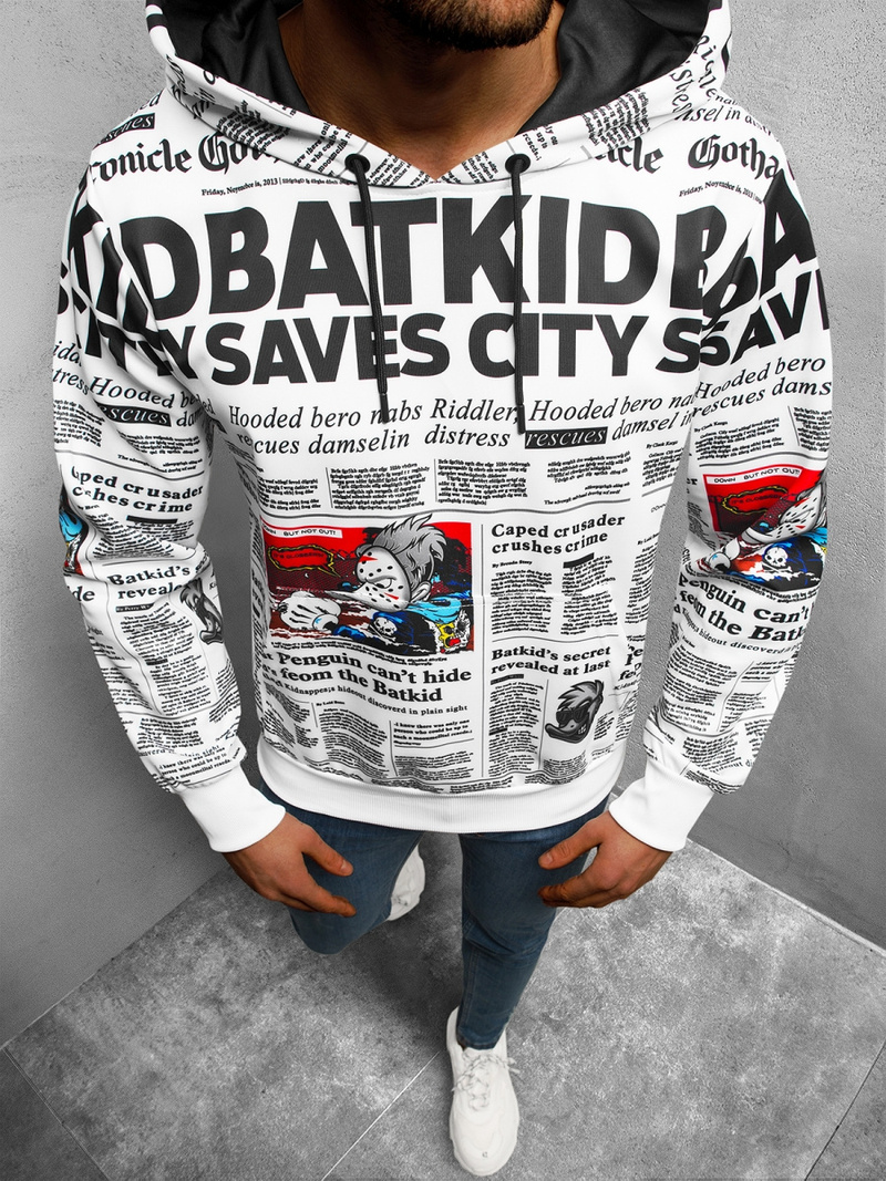 Bluza z kapturem męska biała OZONEE O/HM726Z