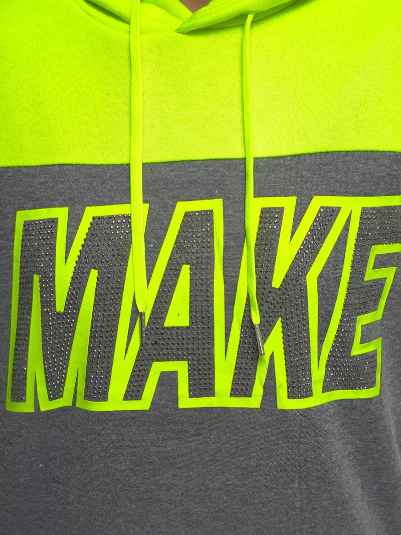 Bluza z kapturem damska zielono-neonowa OZONEE JS/B26024