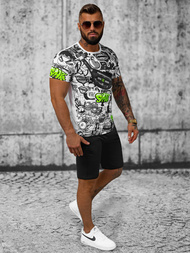 Komplet dresowy męski biało-zielony OZONEE O/HM789