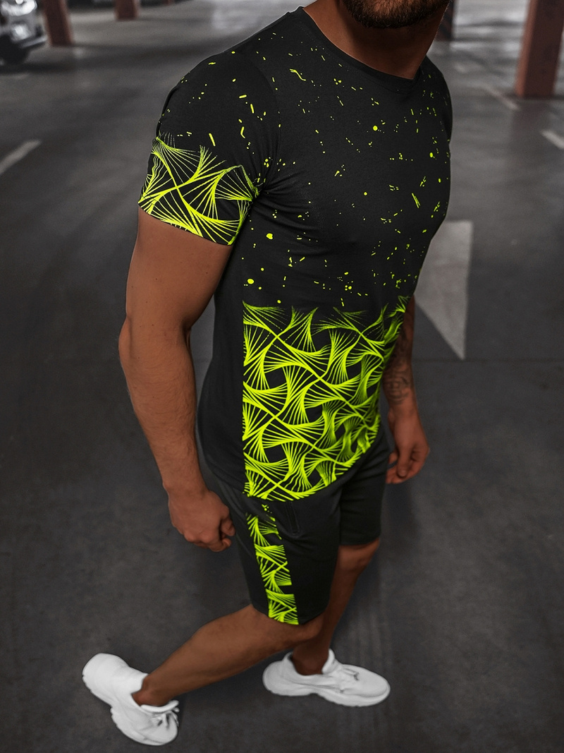 Komplet dresowy męski czarno-zielony OZONEE O/HM751