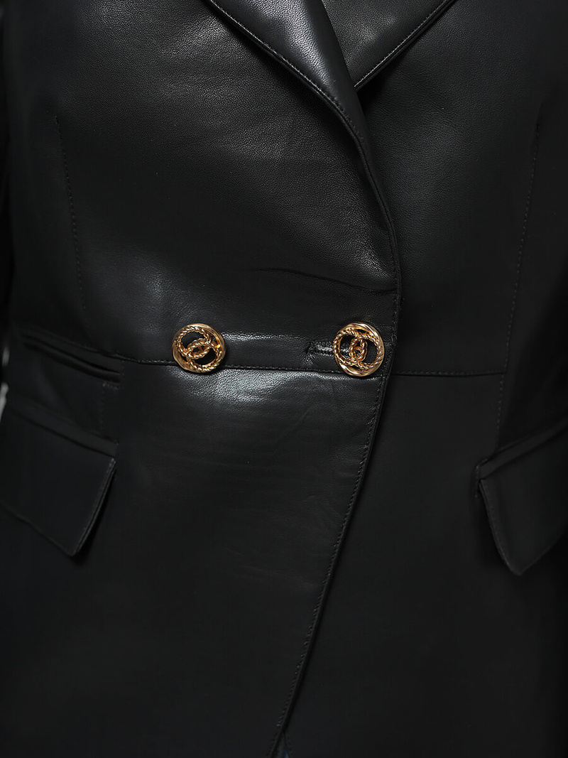 Kurtka skórzana damska czarna OZONEE JS/11Z8121