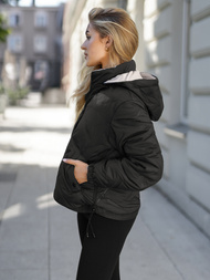 Kurtka damska pikowana czarno-beżowa OZONEE JS/16M9315/392B