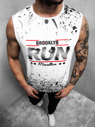 T-Shirt bez rękawów męski biały OZONEE JS/KS2075Z