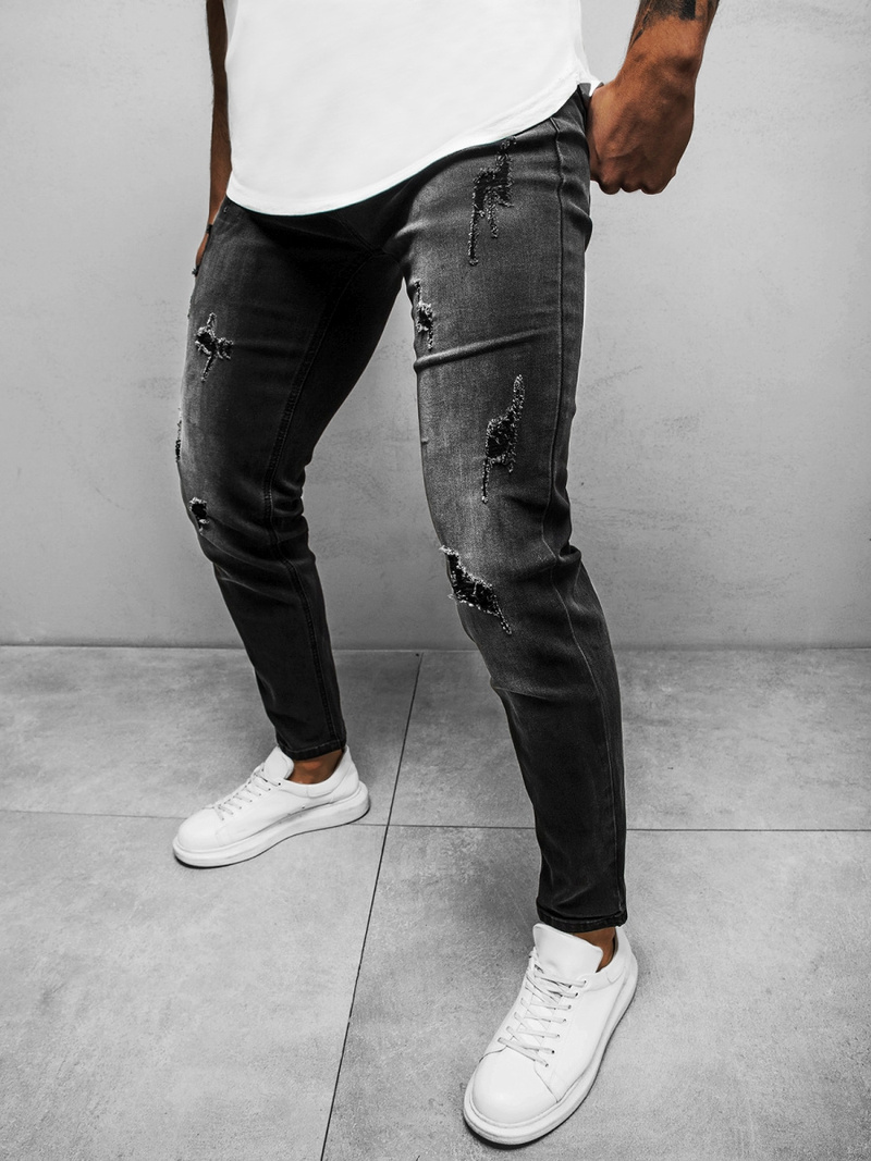 Spodnie jeansowe męskie czarne OZONEE NB/MP0016N