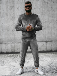 Komplet dresowy męski welurowy szary OZONEE O/D7516