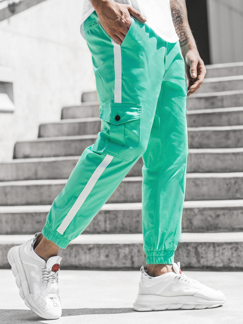Spodnie męskie chino joggery miętowe OZONEE DJ/5580