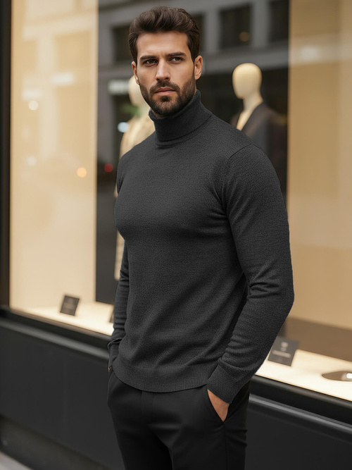 Sweter męski golf grafitowy OZONEE V/V24504