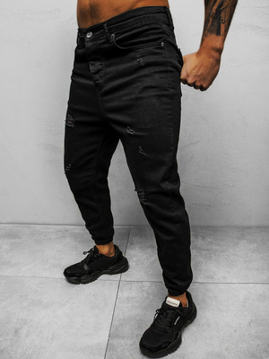 Spodnie jeansowe joggery męskie czarne OZONEE DP/771Z