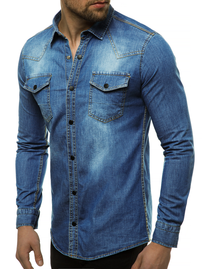 Сорочка чоловіча Синя OZONEE R/3053