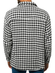 Koszula męska oversize w kratę czarno-biała OZONEE MACH/G809Z