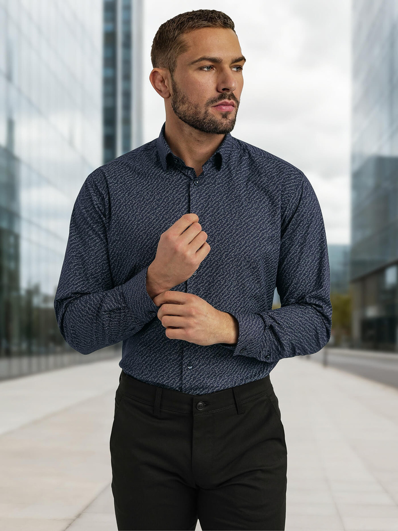 Koszula męska elegancka granatowa OZONEE V/V186