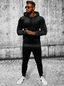 Komplet dresowy męski welurowy czarny OZONEE JS/8C1171/3