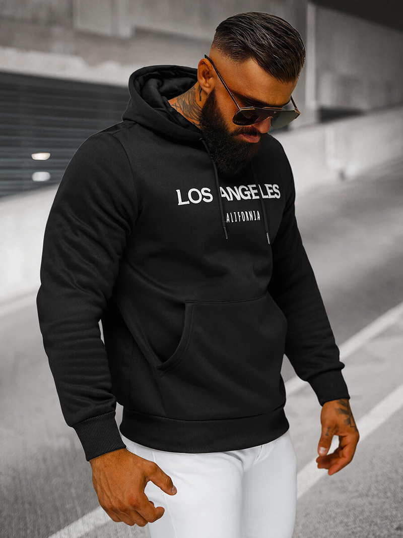 Bluza z kapturem męska czarna OZONEE JS/27B6507/3