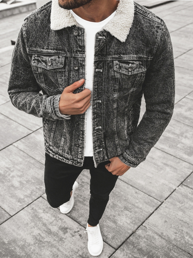 Куртка чоловіча джинсова Чорна OZONEE JB/JP1160Z