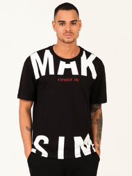 T-Shirt męski z nadrukiem czarny OZONEE MR/21572