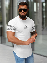 T-shirt męski slim-fit biały OZONEE O/B1213