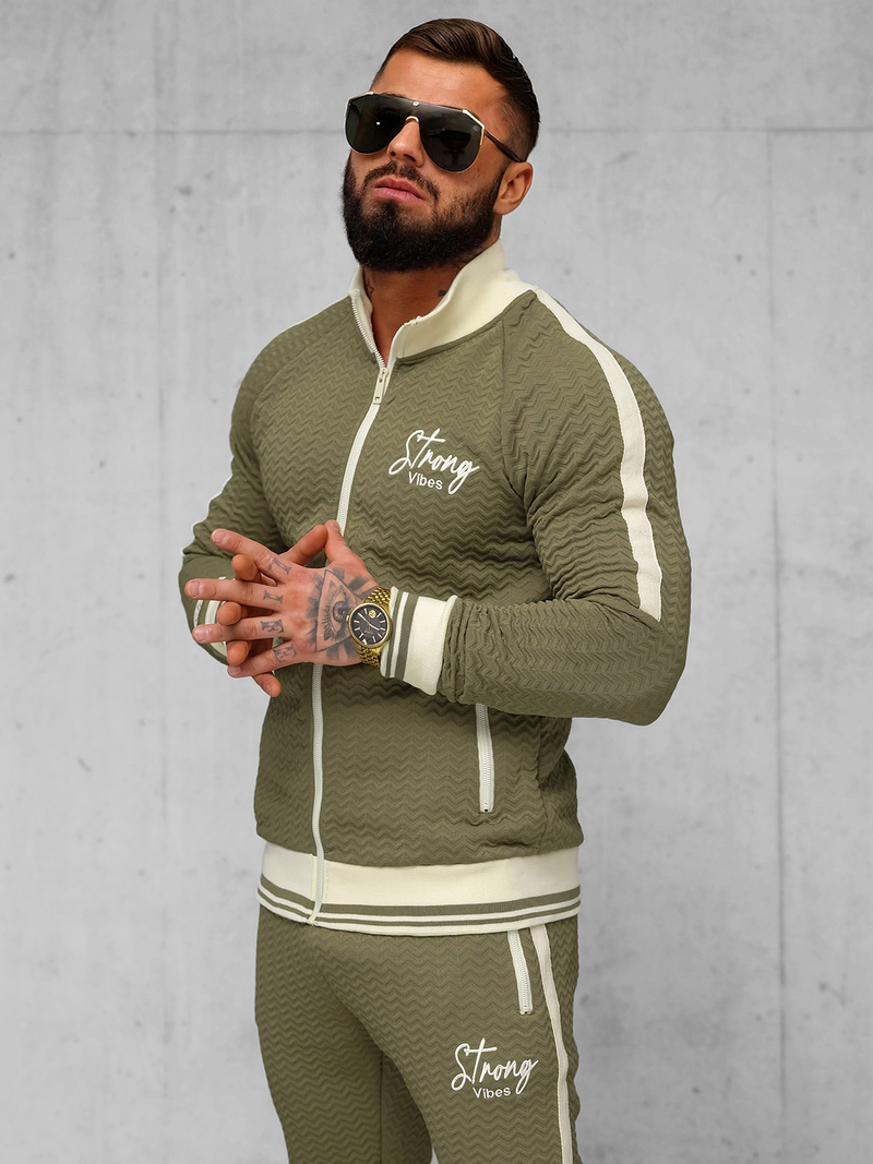 Komplet dresowy męski khaki OZONEE O/FF5030AB