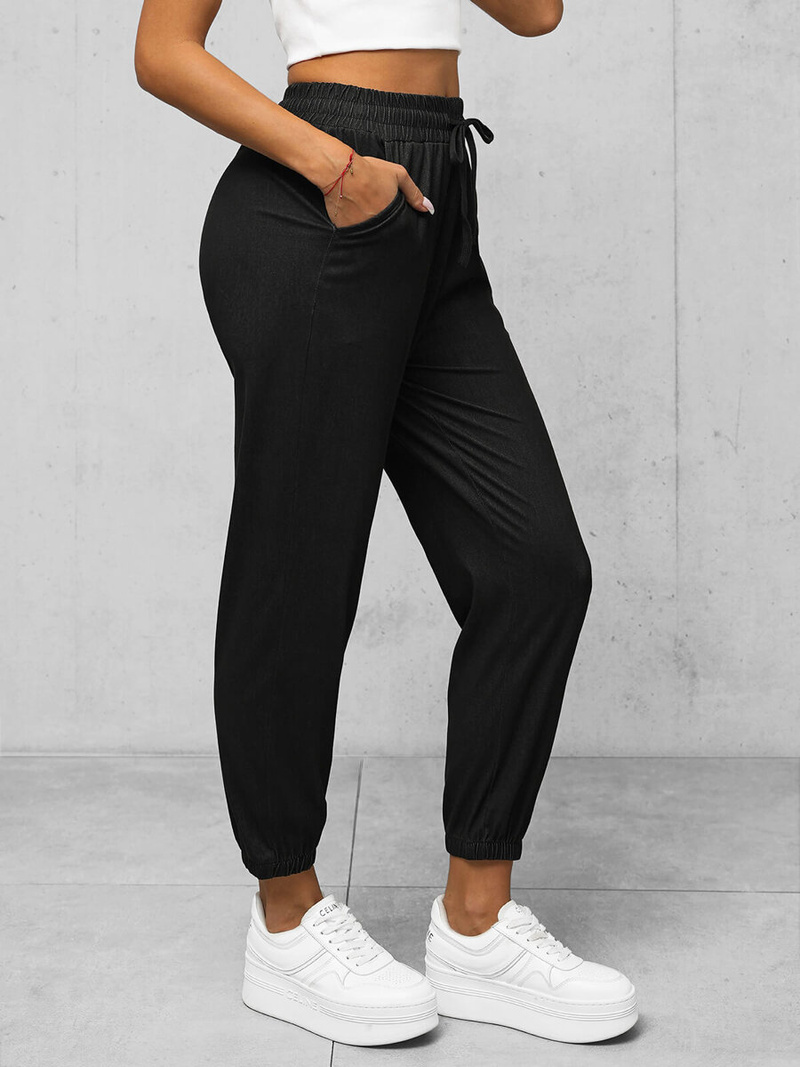 Spodnie damskie joggery czarne OZONEE O/HGM6608