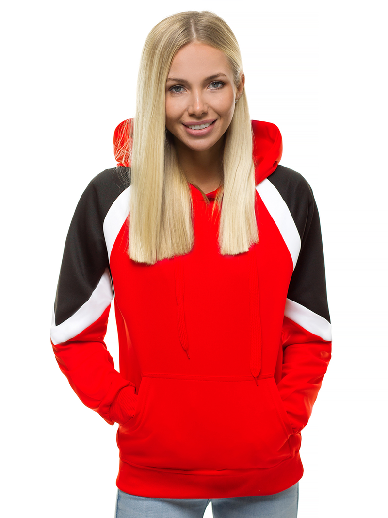 Bluza z kapturem damska czerwona OZONEE JS/JK88118/18