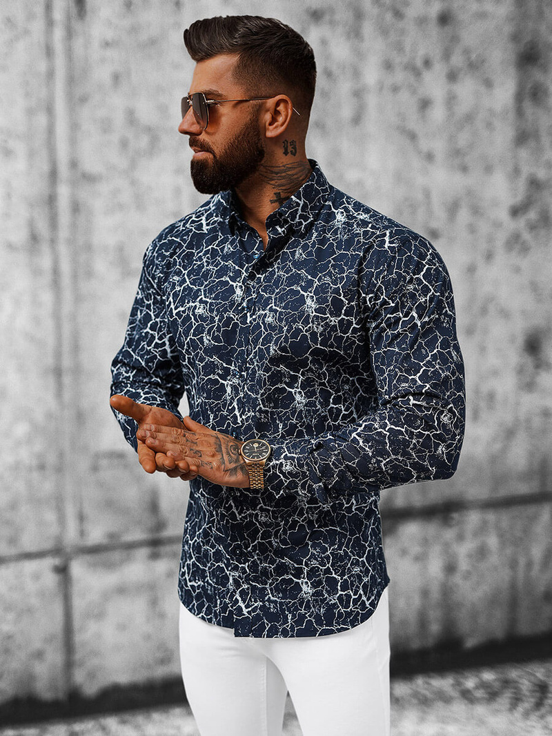 Сорочка чоловіча tемно-cиня OZONEE O/V04